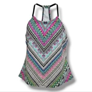 Clean Water Women’s Multicolor Mixed Print Tankini Swim Top Small Built-In Bra